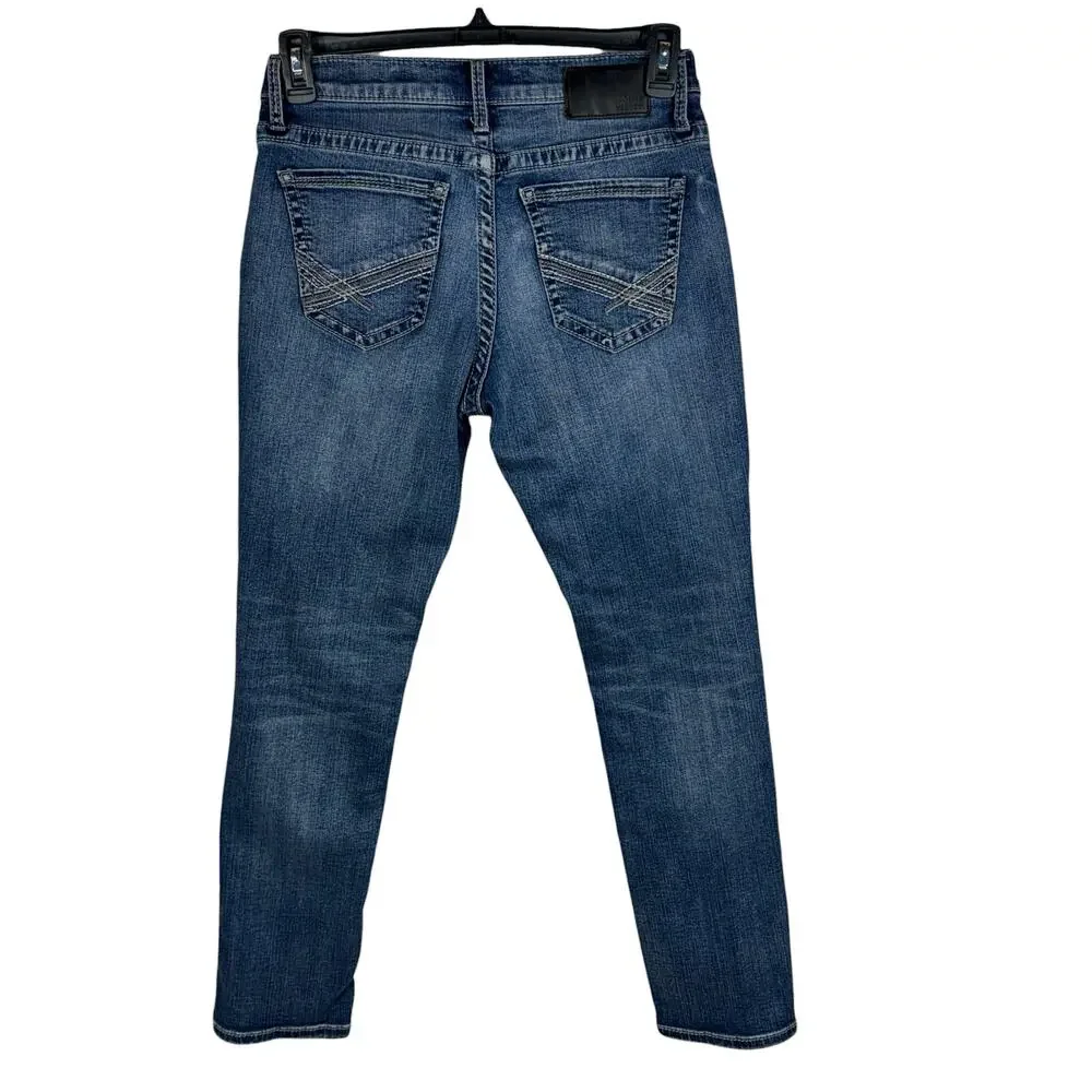BKE SZ 30x30 Mens Mason Jeans Stretch Zip-Fly Pocket Whiskered Straight Leg Blue